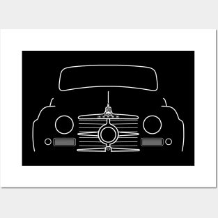 Rover P4 75 Cyclops 1950s British classic car white outline graphic Posters and Art